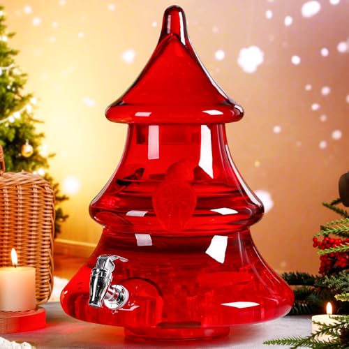 2.1 Gallons Glass Christmas Drink Dispenser with Spigot Z6879