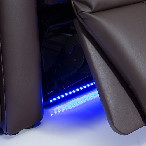 Bonded Leather Power Recline Home Theater Seating Row of 3 Black H1370