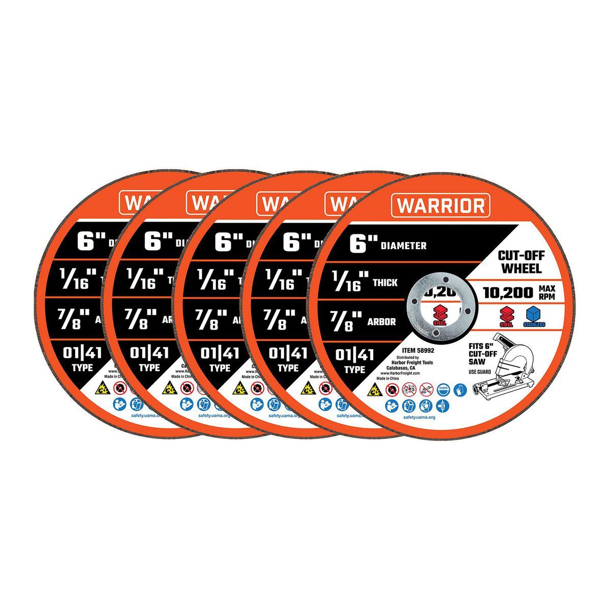 6 in. x 1/16 in. x 7/8 in. Metal Cut-off Wheel 5-Pack P31463