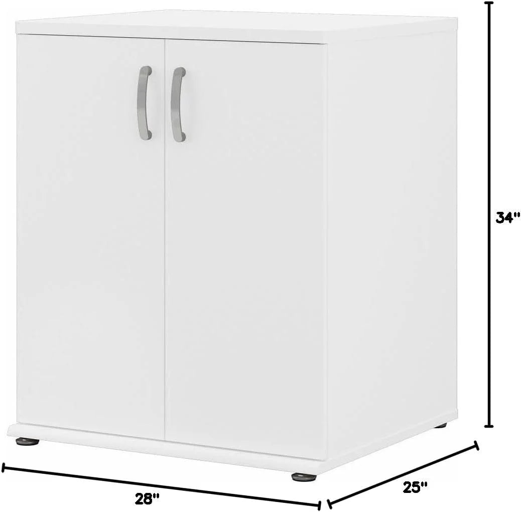 White Engineered Wood Laundry Room Cabinet with Doors C2862