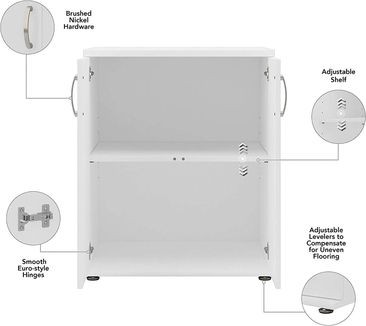 White Engineered Wood Laundry Room Cabinet with Doors C2862