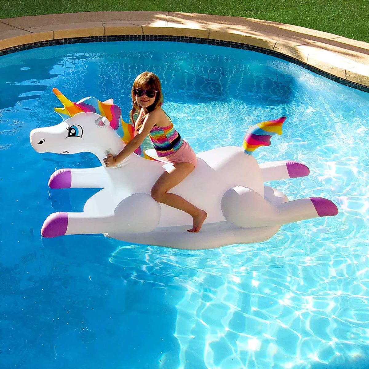 Rainbow Unicorn Inflatable Pool Float W5618