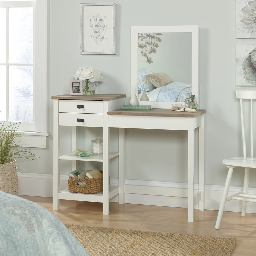 Soft White Bedroom Vanity with Mirror O19337