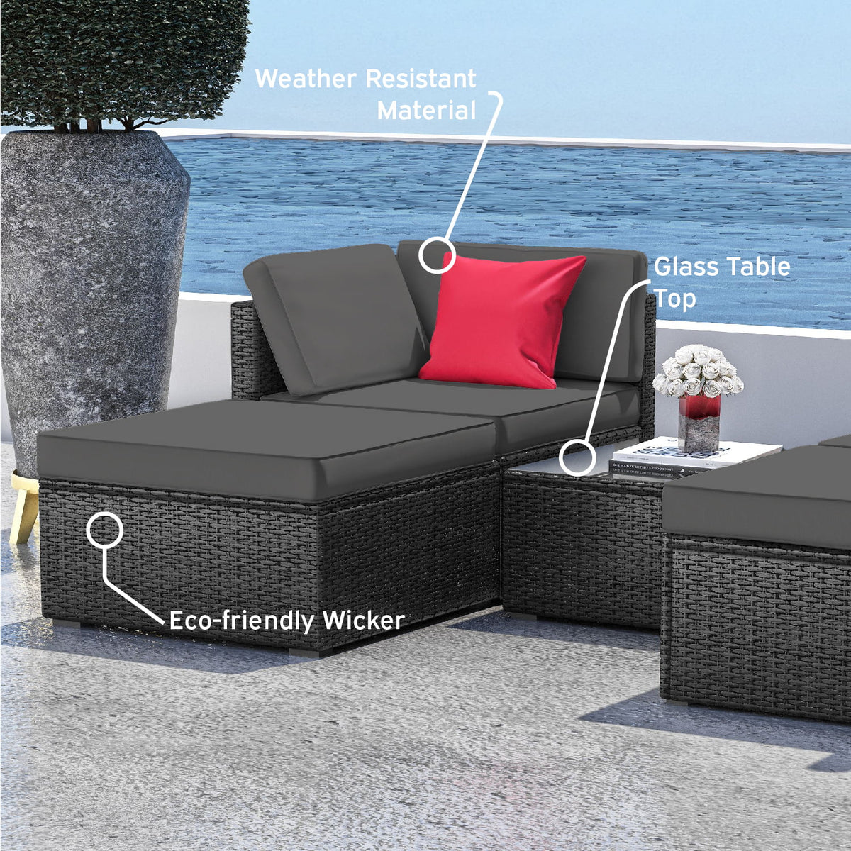 5-Piece Wicker Outdoor Patio Furniture Set C757666