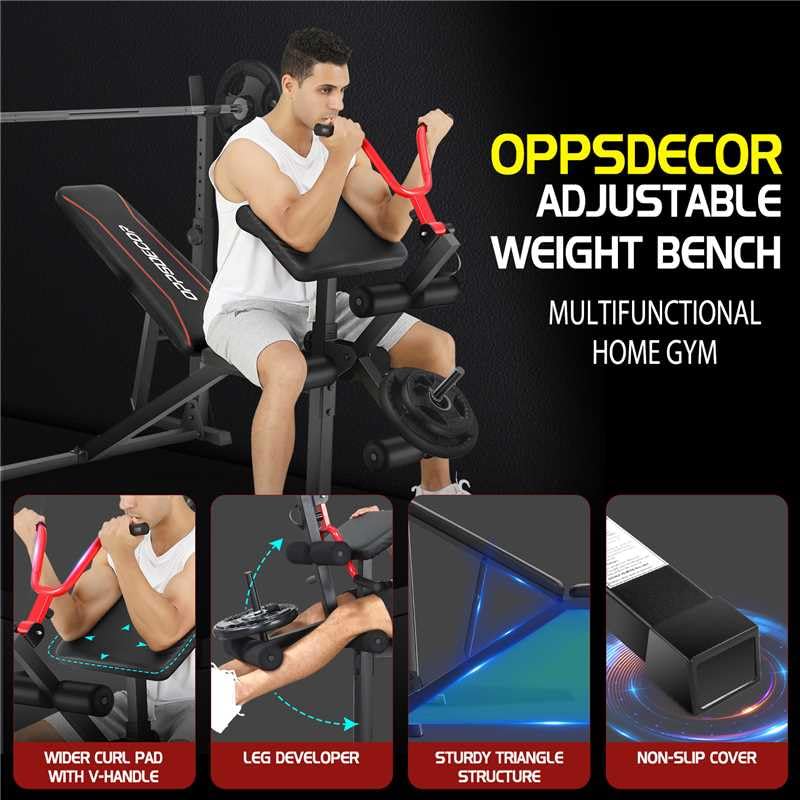 Weight Bench Set with Squat Rack and Leg Extension E1593