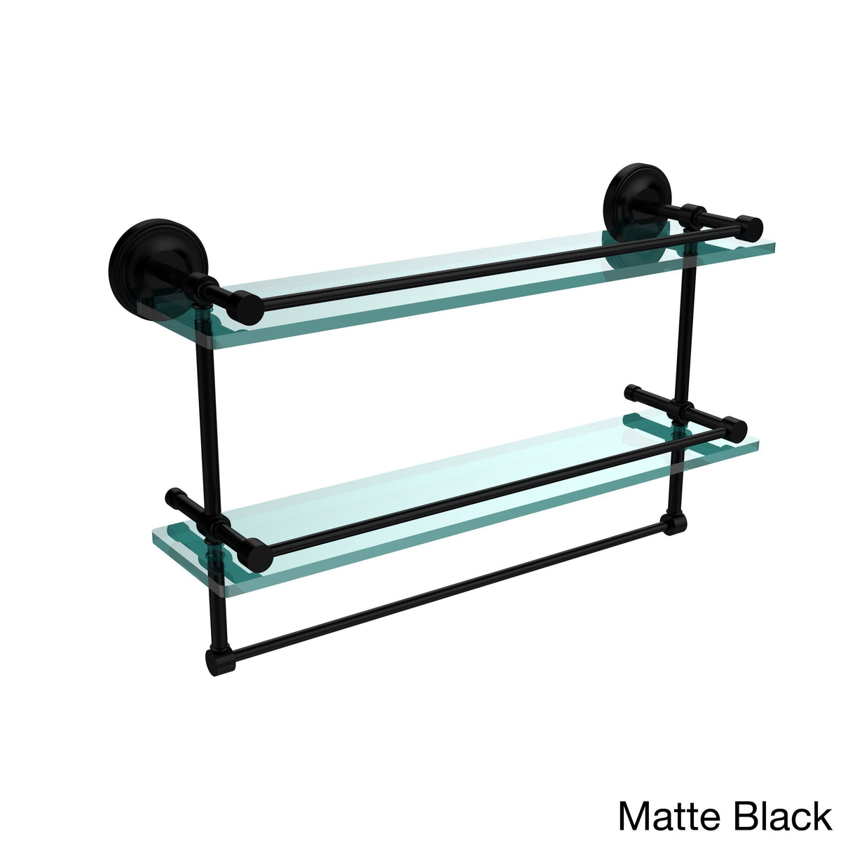 Polished Brass Double Glass Shelf with Towel Bar E983525