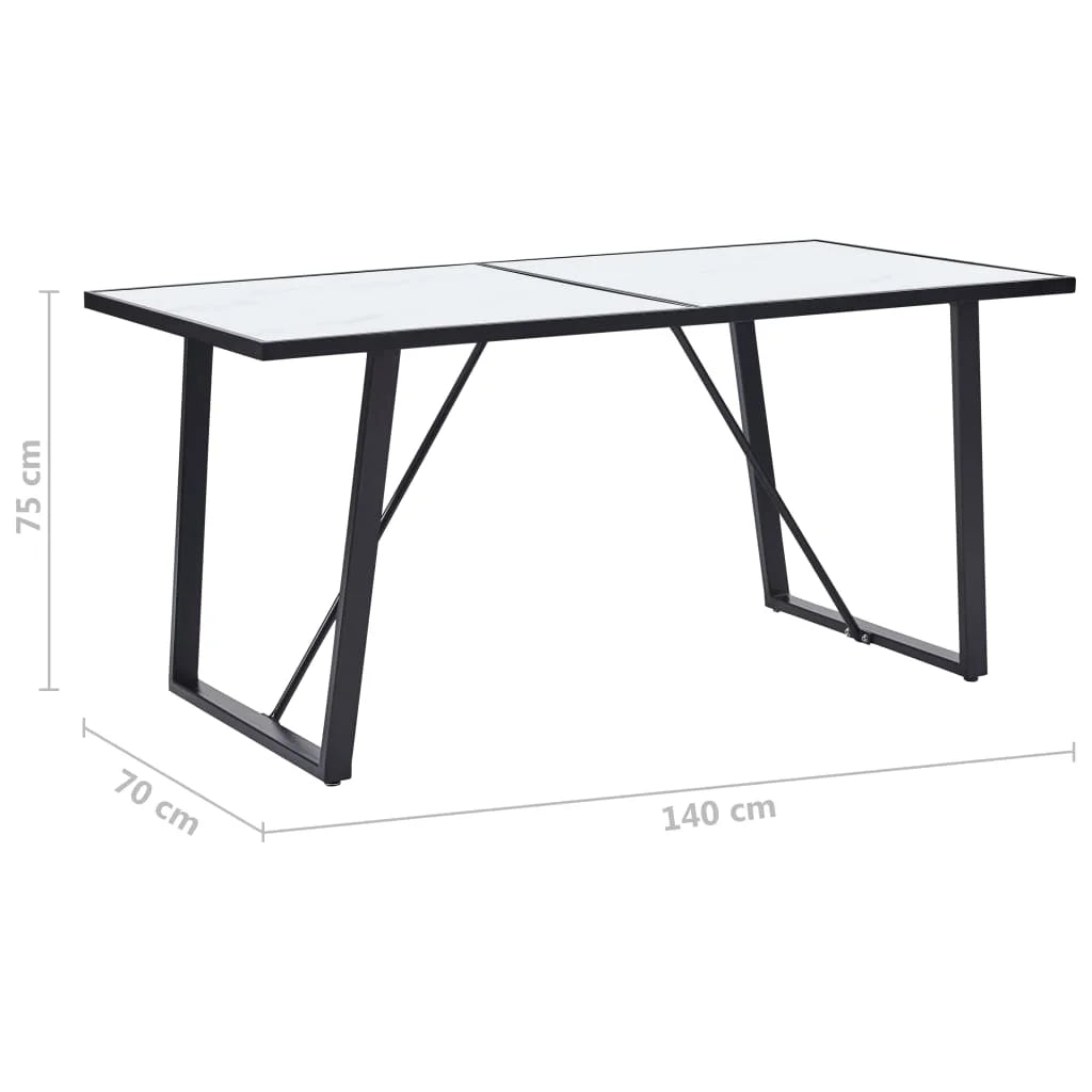 White Tempered Glass Dining Table D86491