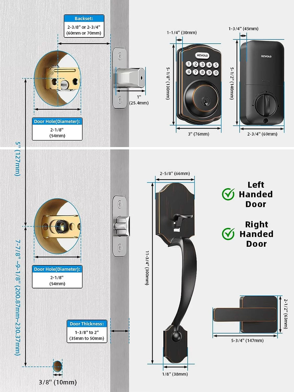 Keyless Entry Door Lock with Handle Set, Oil Rubbed Bronze X442