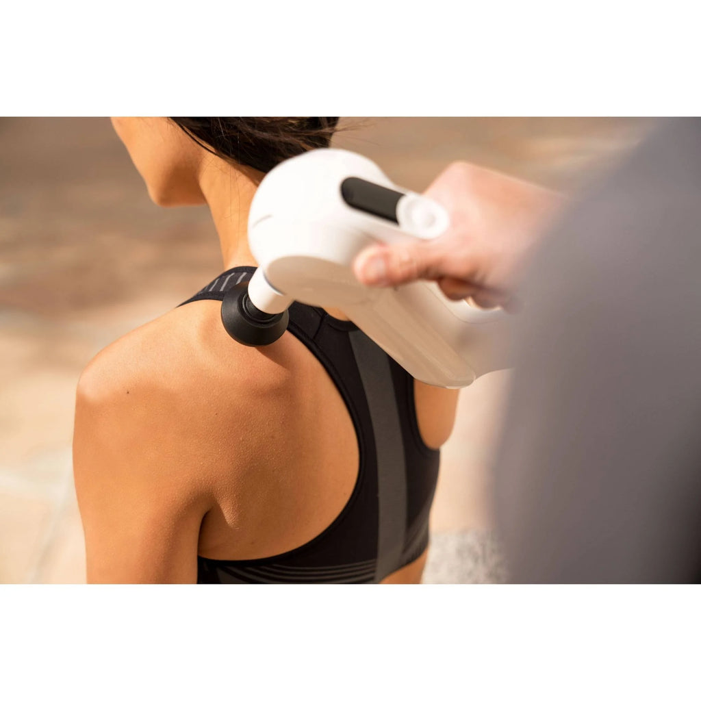 White Handheld Percussive Massage Gun with Travel Case D497201