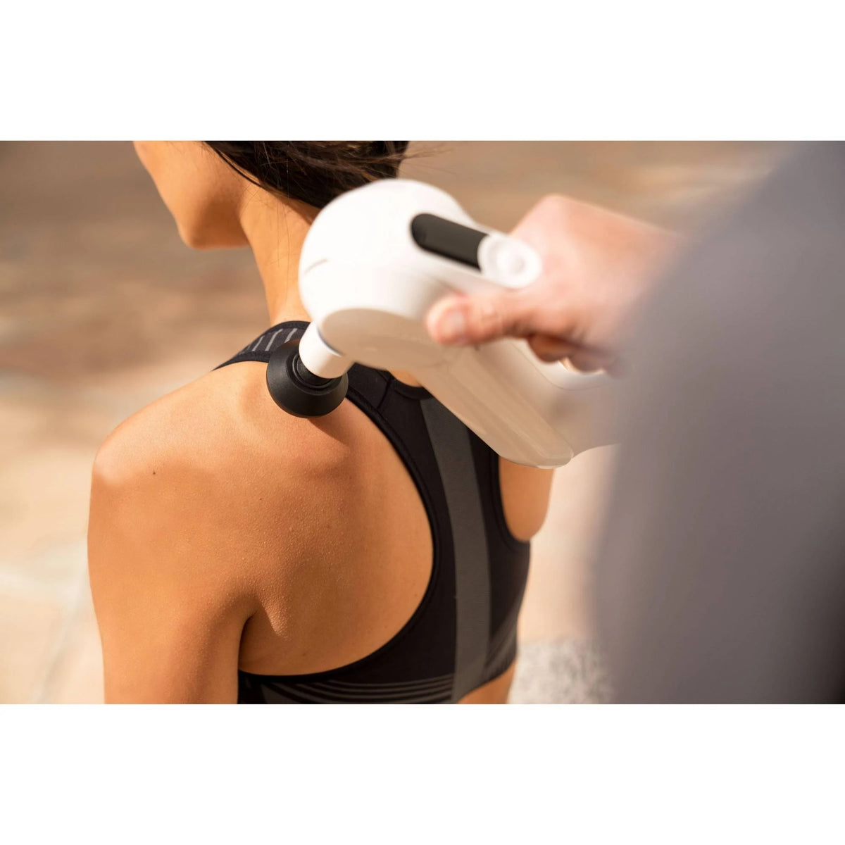 White Handheld Percussive Massage Gun with Travel Case D497201
