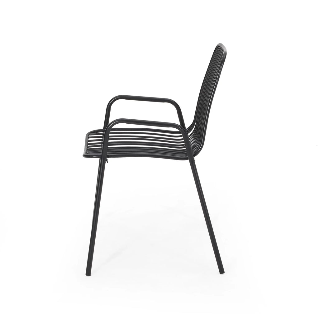 Black Metal Outdoor Club Chairs, Set of 2 U3259
