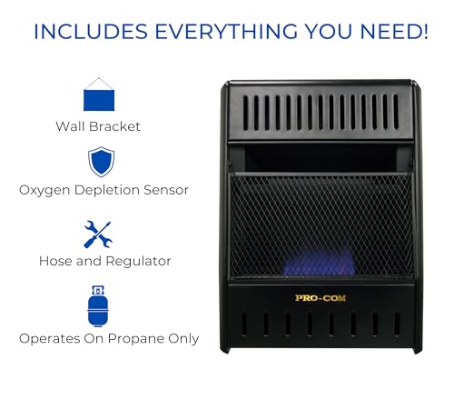 Ventless Propane Gas Blue Flame Space Heater, 10000 BTU, Black V4125