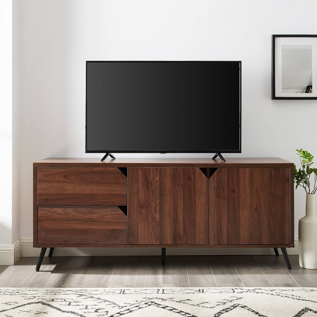 Mid-Century TV Console - Dark Walnut U8127