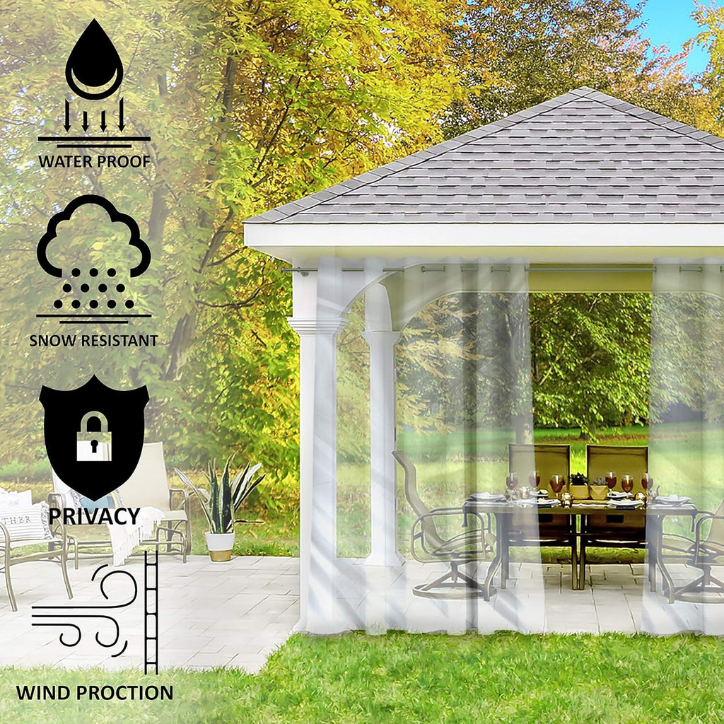Clear Waterproof Patio Curtain with Rustproof Grommets (8' H x 7' W) H422046