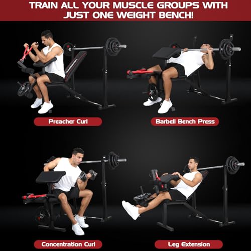 Weight Bench Set with Squat Rack and Leg Extension E1593