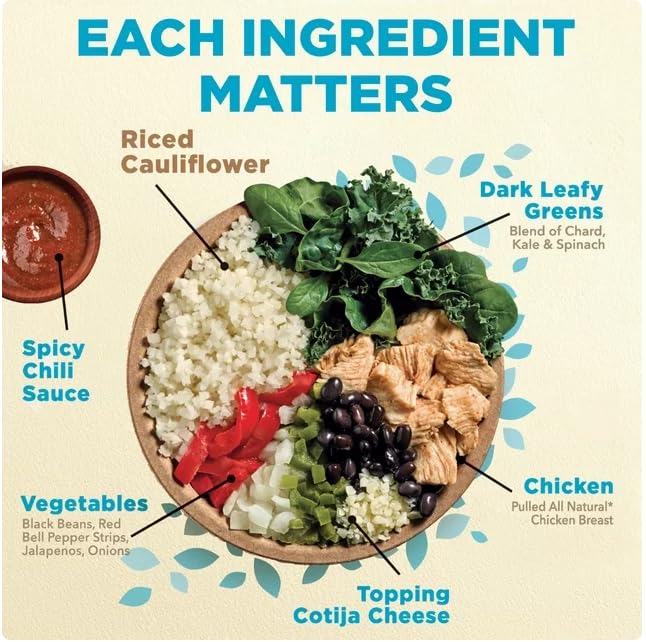 Spicy Black Beans Chicken & Riced Cauliflower Frozen Meal, 9.25 oz - Pack of 6 D203