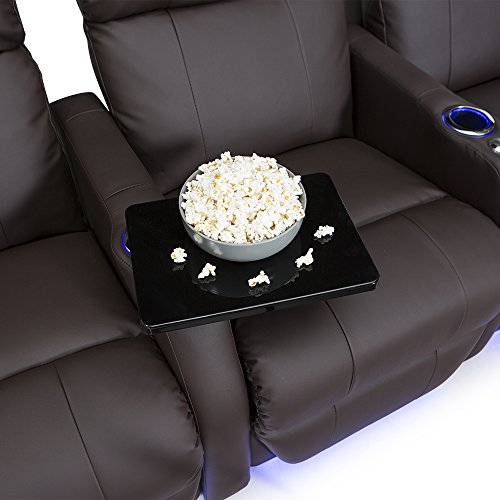 Bonded Leather Power Recline Home Theater Seating Row of 3 Black H1370