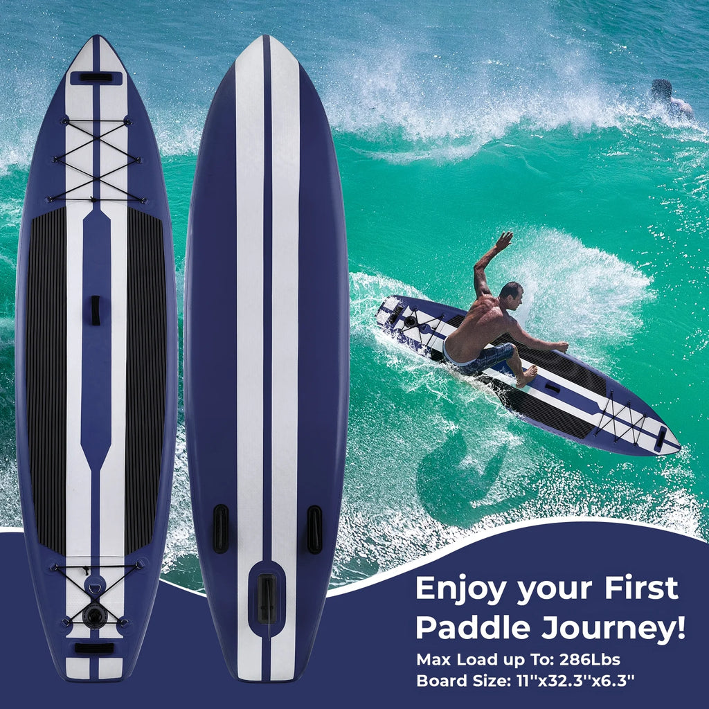 11ft Inflatable Stand Up Paddle Board with Aluminum Paddle, Leash, Backpack Z141