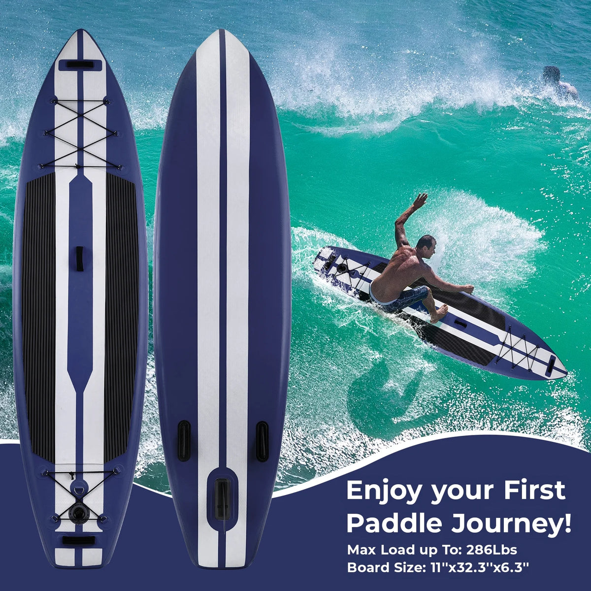 11ft Inflatable Stand Up Paddle Board with Aluminum Paddle, Leash, Backpack Z141