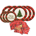 Red Plaid Disposable Paper Dinner Plates Dessert Plates and Napkins L2627