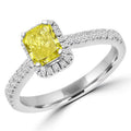 14K White Gold Radiant Yellow Diamond Halo Engagement Ring X47071