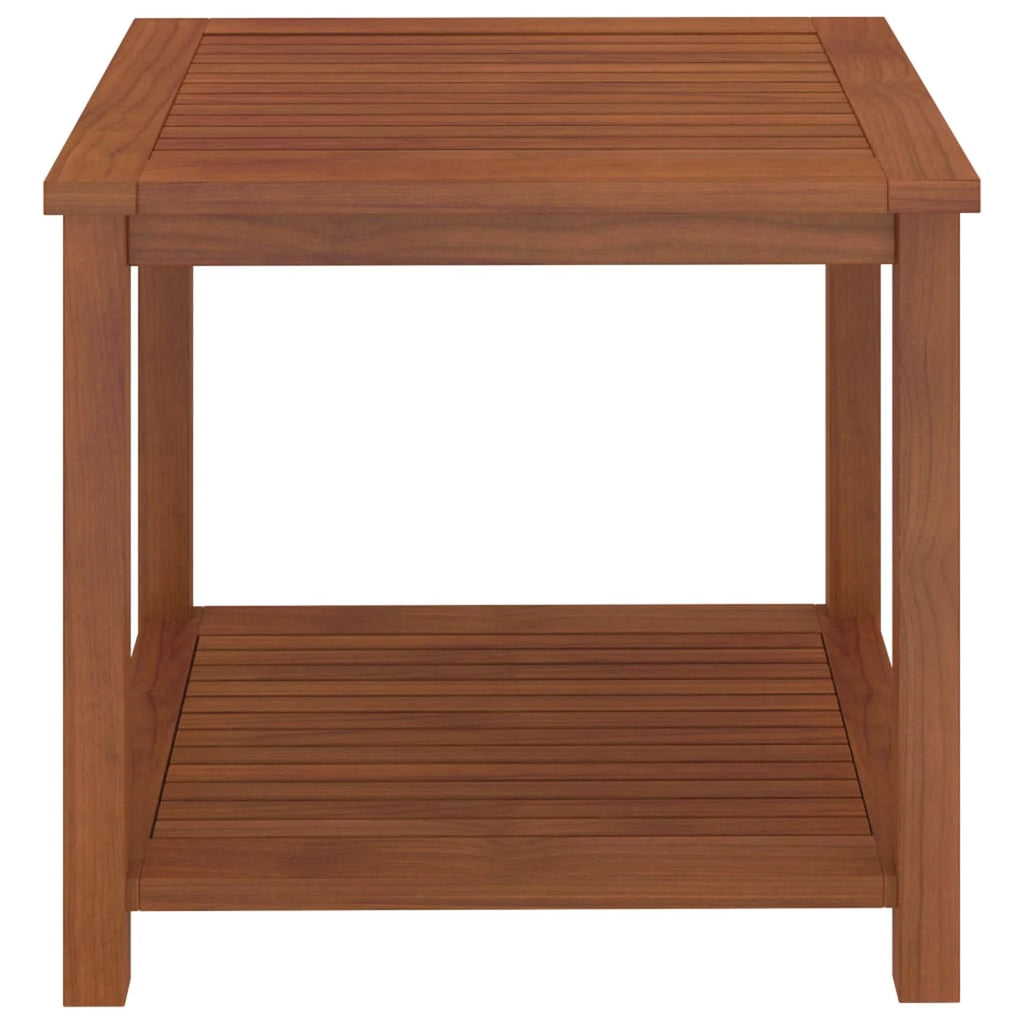 Rustic Acacia Wood Side Table with Storage Shelf Q2458