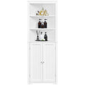 White Wooden Corner Cabinet with Open Shelf J457592