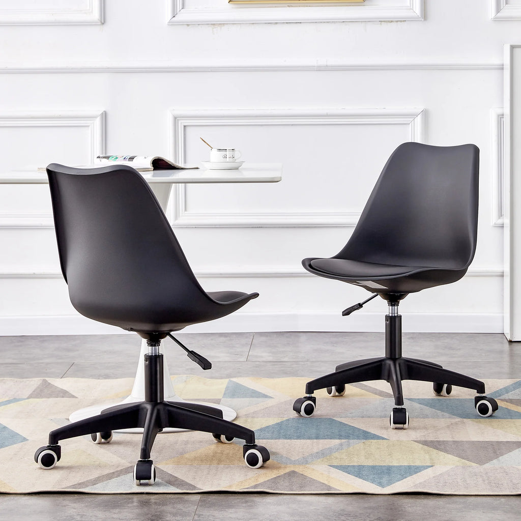 Black Adjustable 360 °Swivel Armless Computer Chair W7864