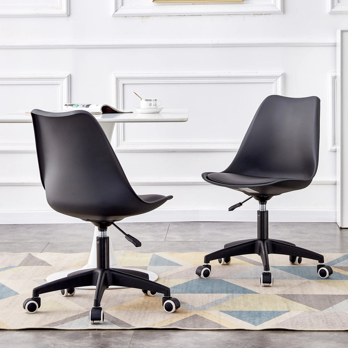 Black Adjustable 360 °Swivel Armless Computer Chair W7864