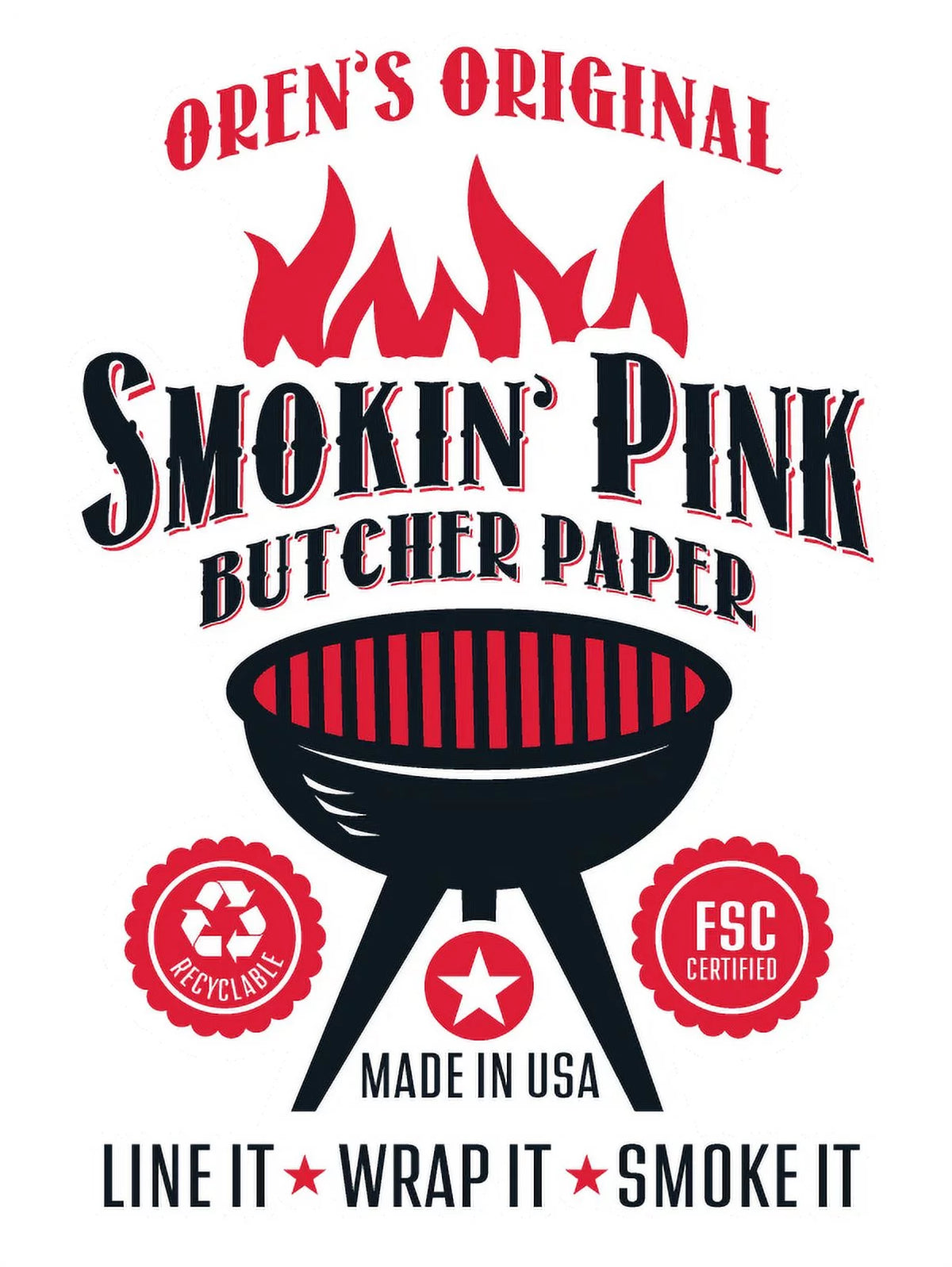 Pink Kraft Butcher Paper Roll 17.25" x 200' N257