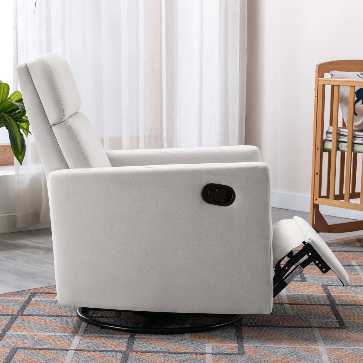Beige Upholstered Swivel Recliner Chair P3472
