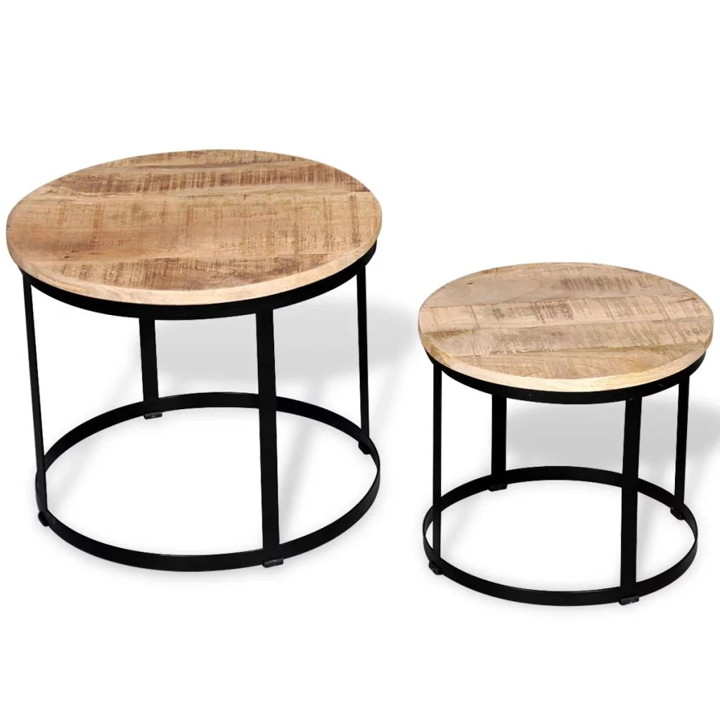 Two Piece Round Mango Wood Coffee Table Set M7873