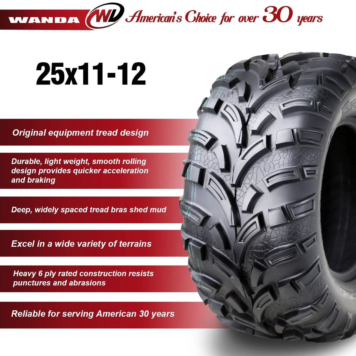 WANDA ATV Tire 25x11-12 6PR J81664