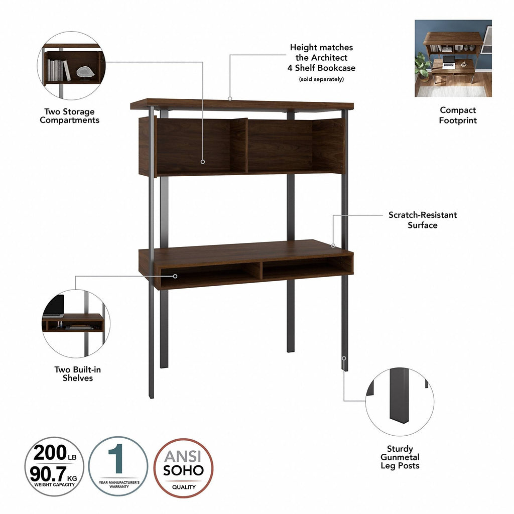 Walnut Computer Desk with Hutch L621862