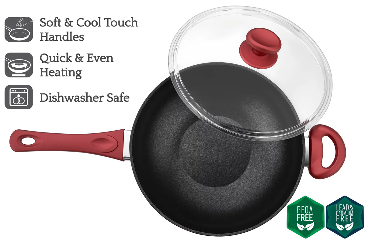 11 Inch Titanium Nonstick Wok with Glass Lid C175696