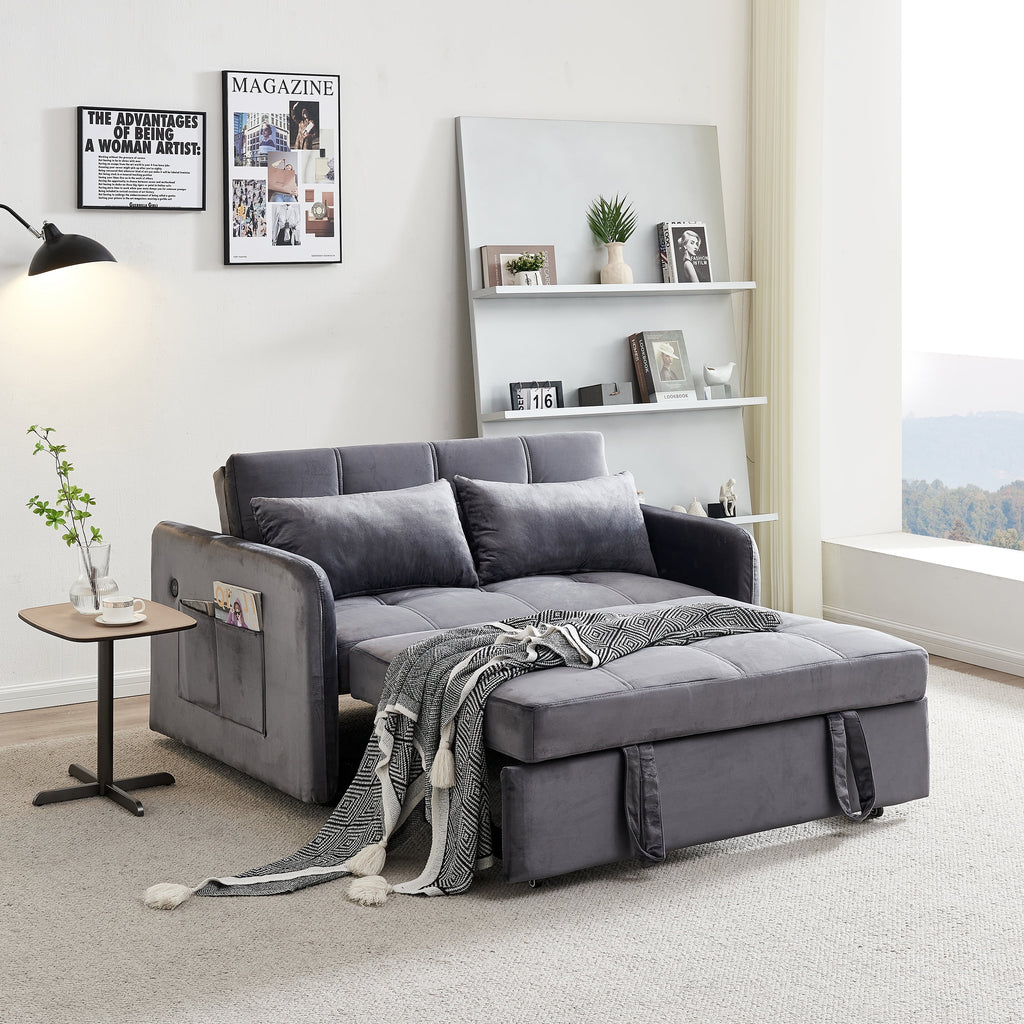 Velvet Pull Out Convertible Sofa Bed S8691