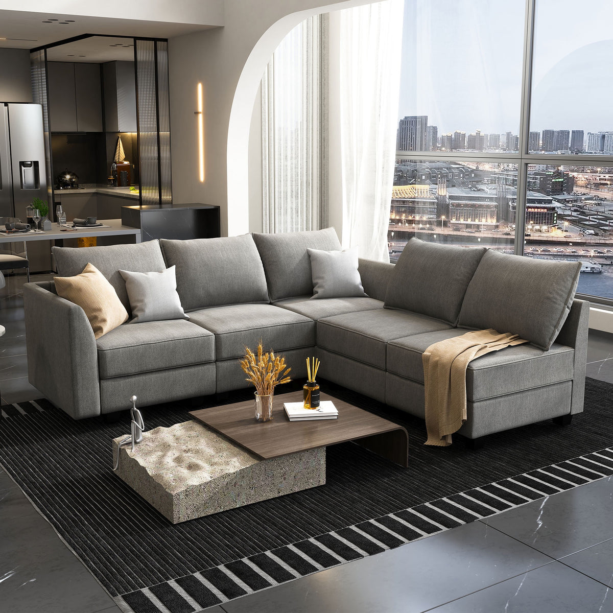 Grey Modular Couch with Storage C782018