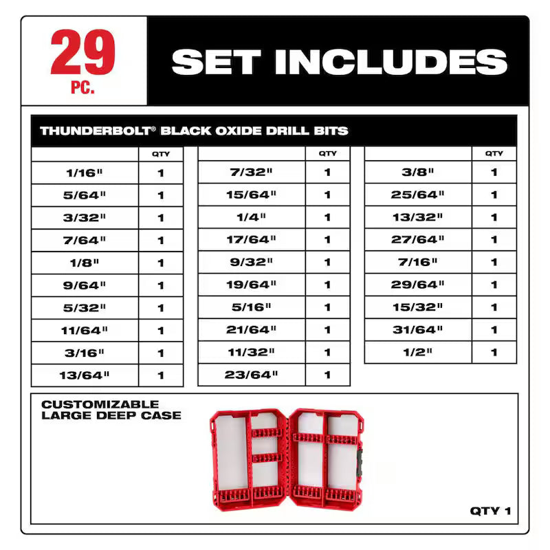 Black Oxide Drill Bit Set 29-Piece V965016