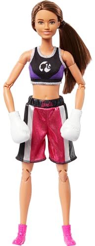 Barbie Careers Fashion Doll & Accessories, Made to Move Brunette Boxer with Boxing Gloves R4503