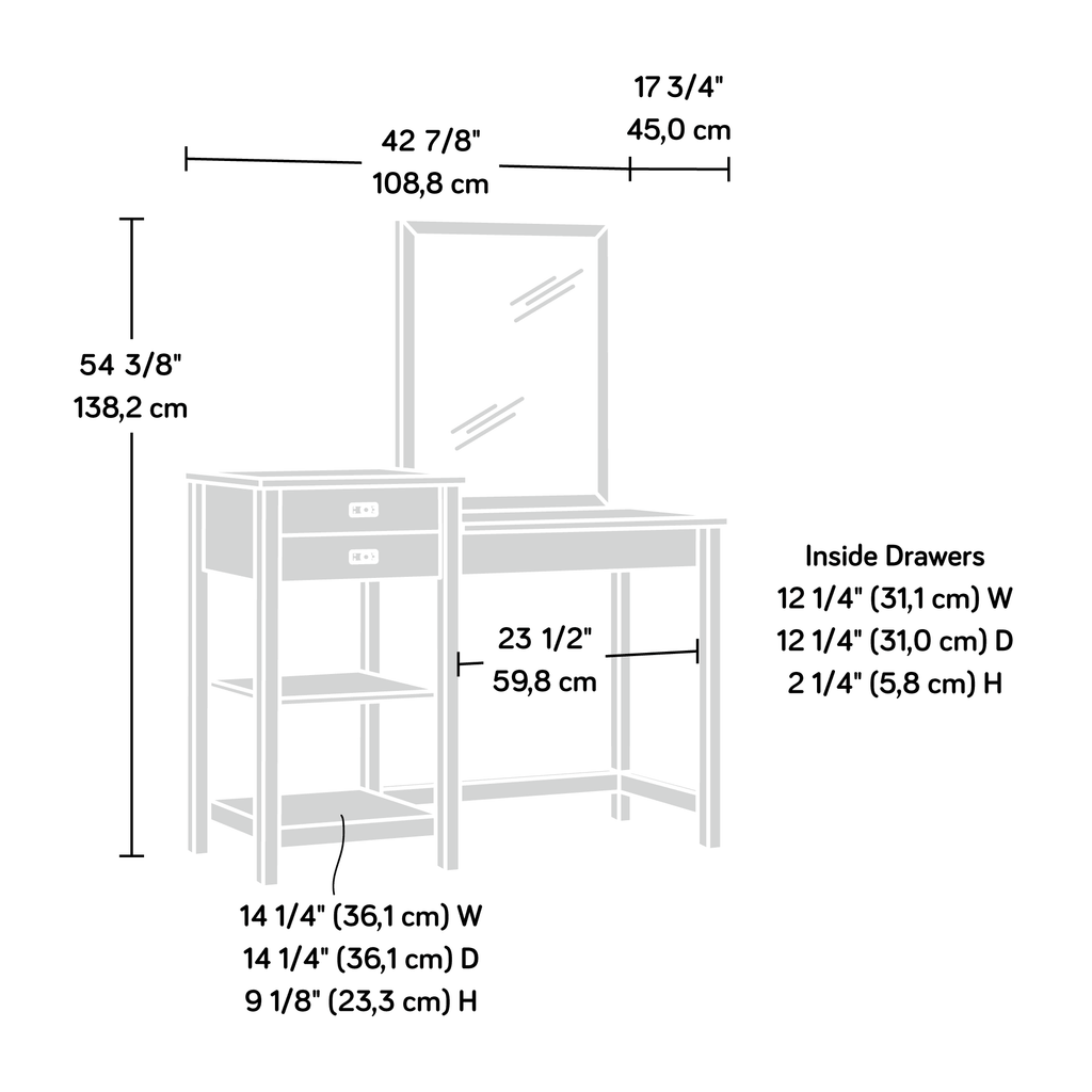 Soft White Bedroom Vanity with Mirror O19337