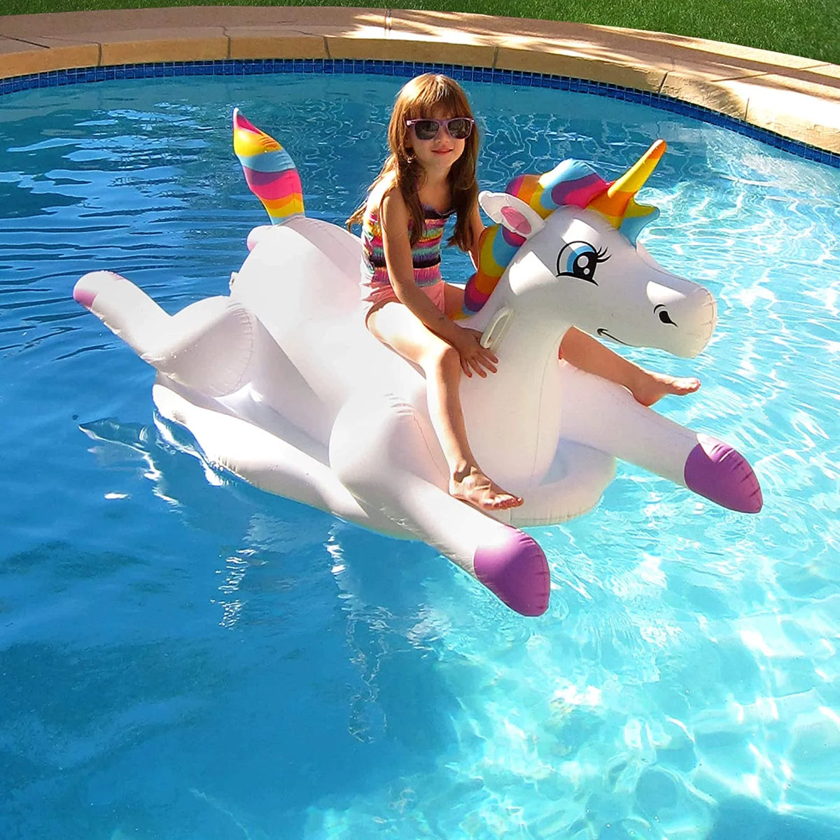 Rainbow Unicorn Inflatable Pool Float W5618