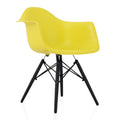 Light Yellow Molded Plastic Dining Arm Chair with Black Wood Legs K905