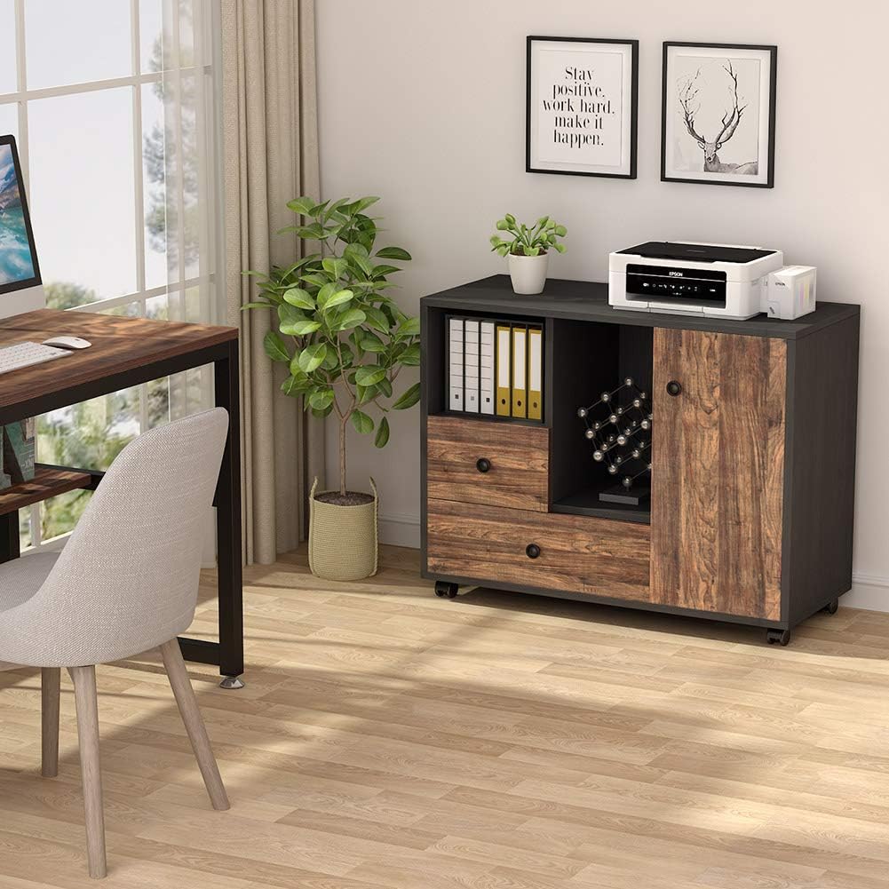 Mobile File Cabinet with 2 Drawer and Wheels T7343