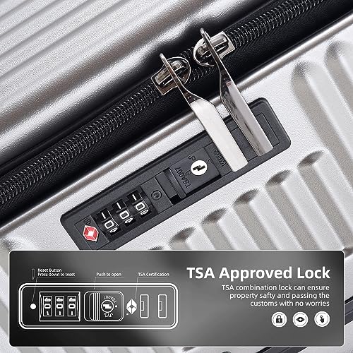 White 29 Inch Lightweight Hardshell ABS+PC Checked Luggage with TSA Lock P322