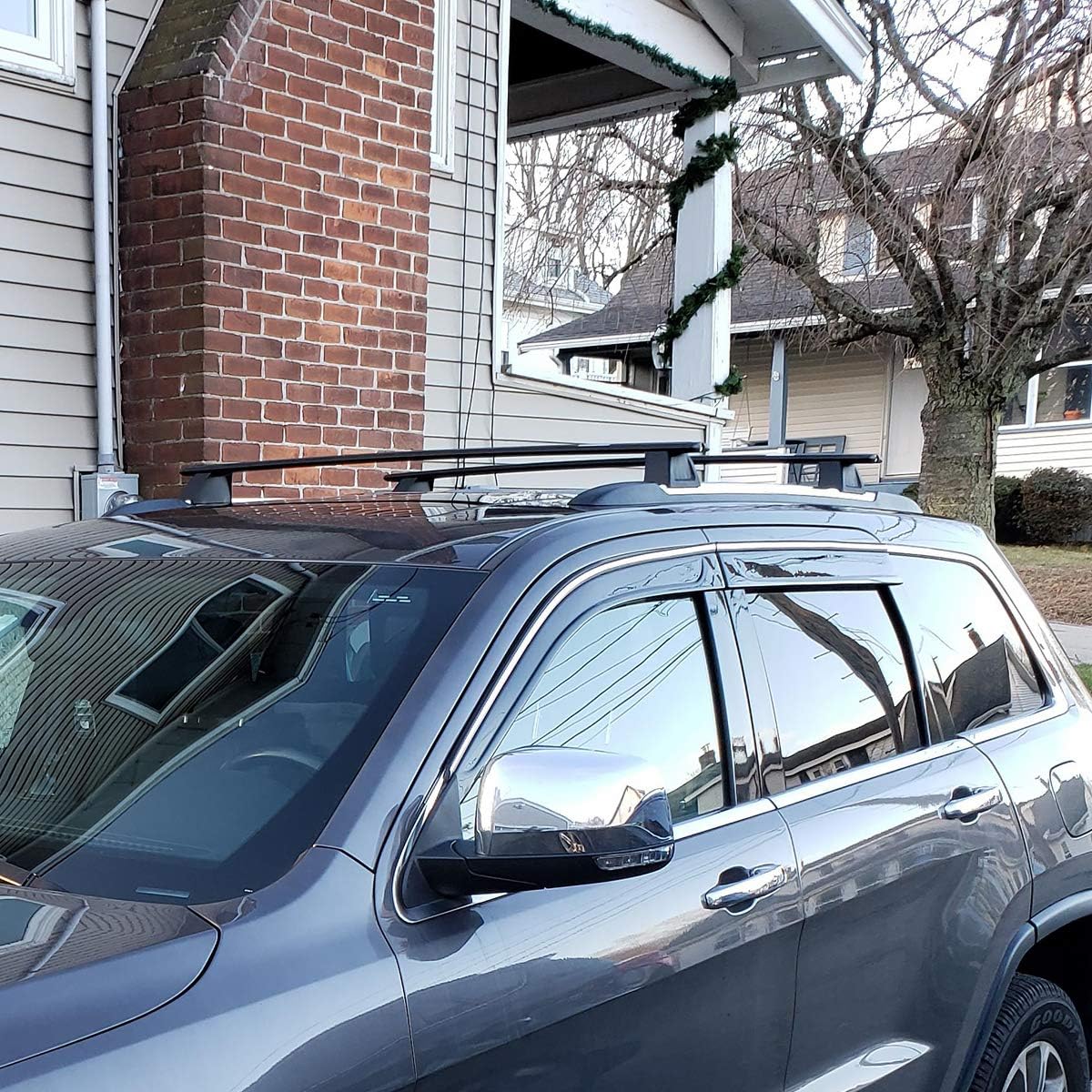 Black Roof Top Cross Bars Rack Cargo Carrier F4557