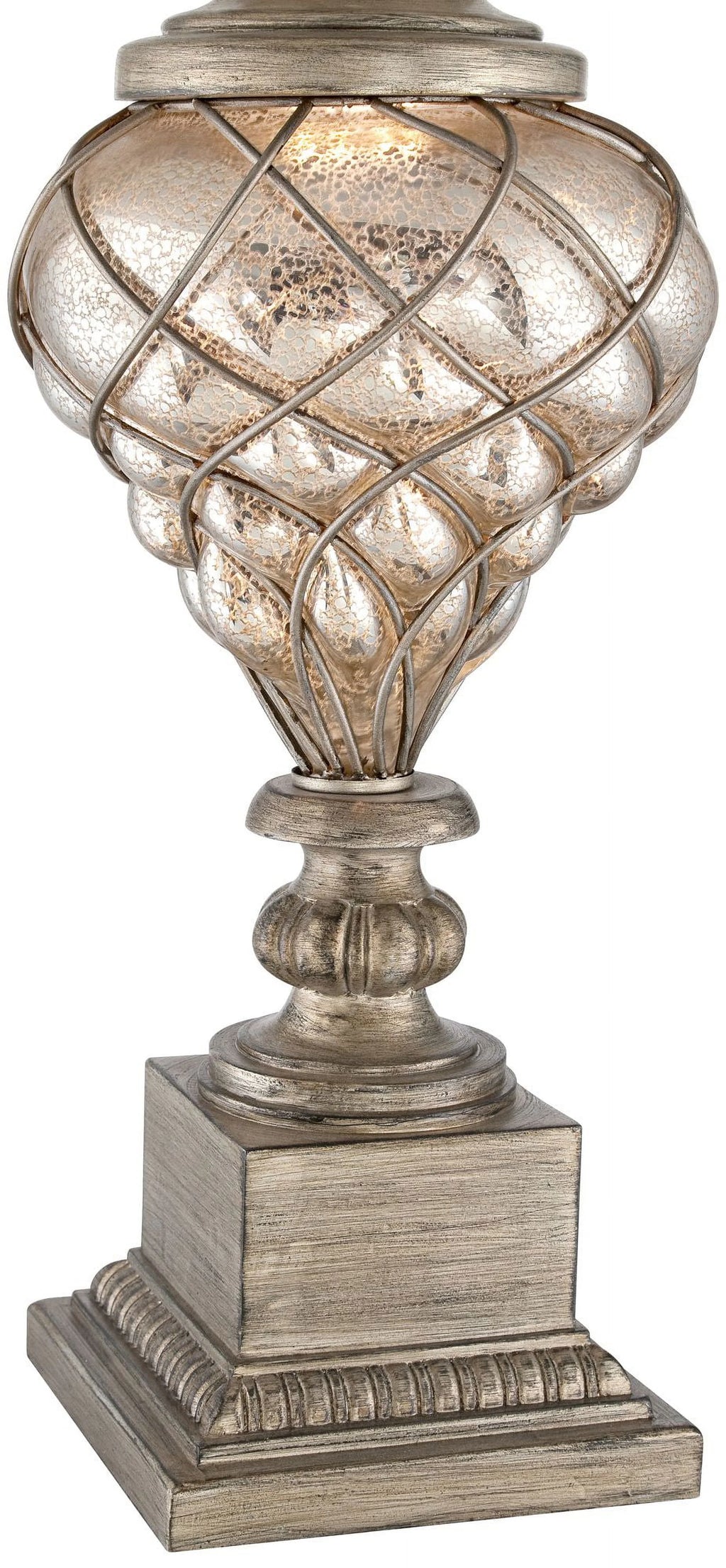 Traditional Table Lamp with Nightlight LED Off White Mist Fabric Bell Shade W799