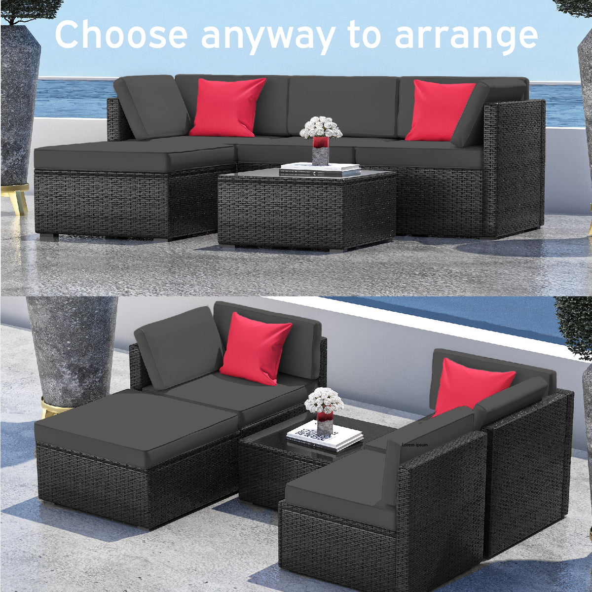 5-Piece Wicker Outdoor Patio Furniture Set C757666