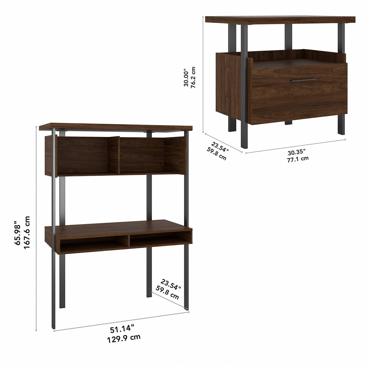 Walnut Computer Desk with Hutch L621862