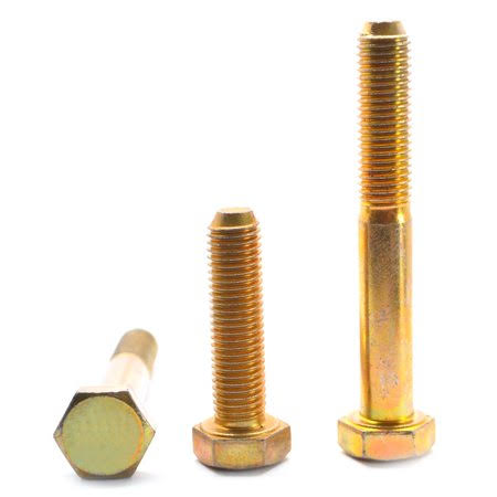 1 1/4 inch-7 x 8 1/2 inch Grade 8 Hex Cap Screw Alloy Steel Yellow Zinc Plated Pk 10 K534405