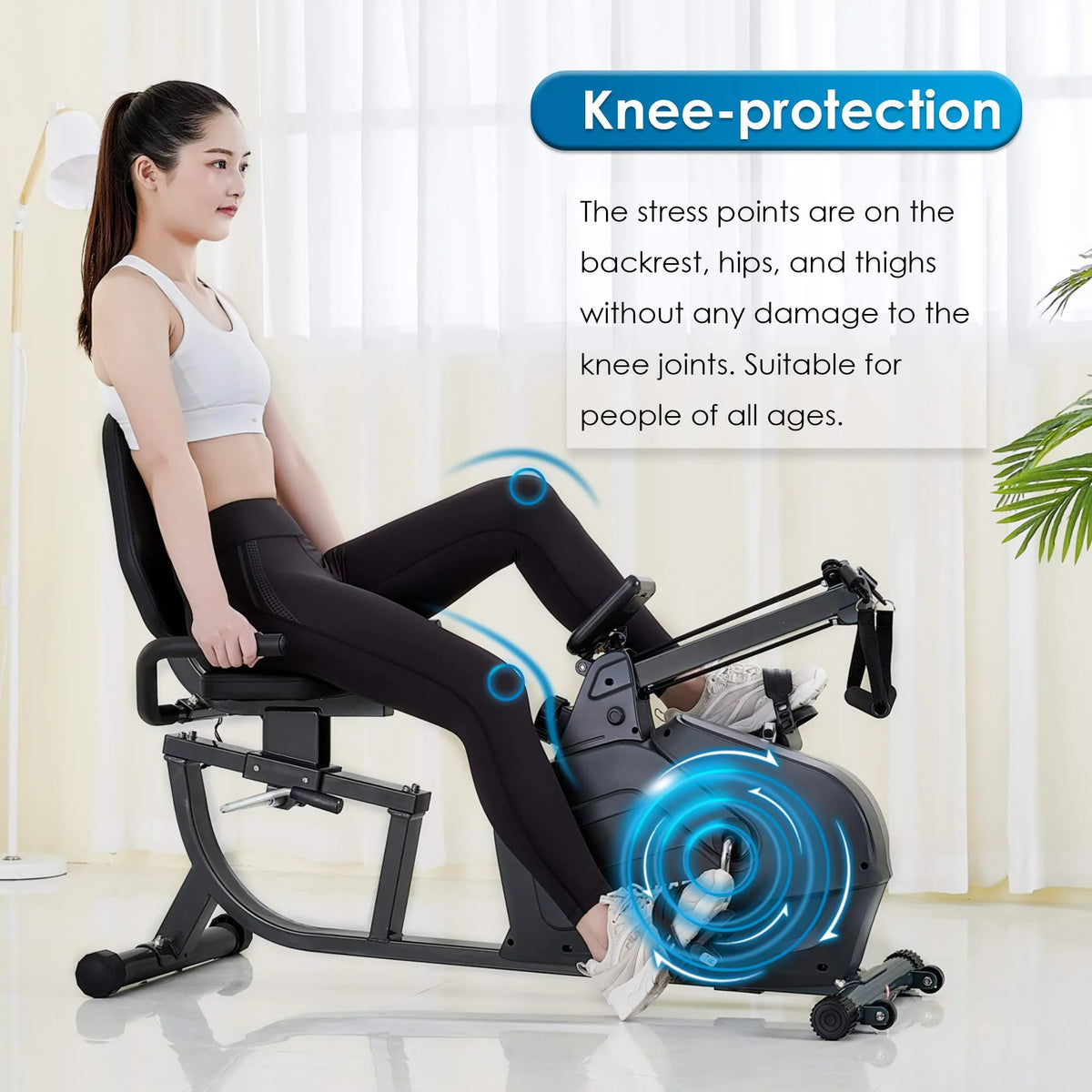 Recumbent Exercise Bike with Arm Resistance Bands T78193